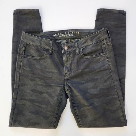 American Eagle Outfitters Jegging Skinny Jeans 4 Stretch Green Camo - Picture 3 of 6